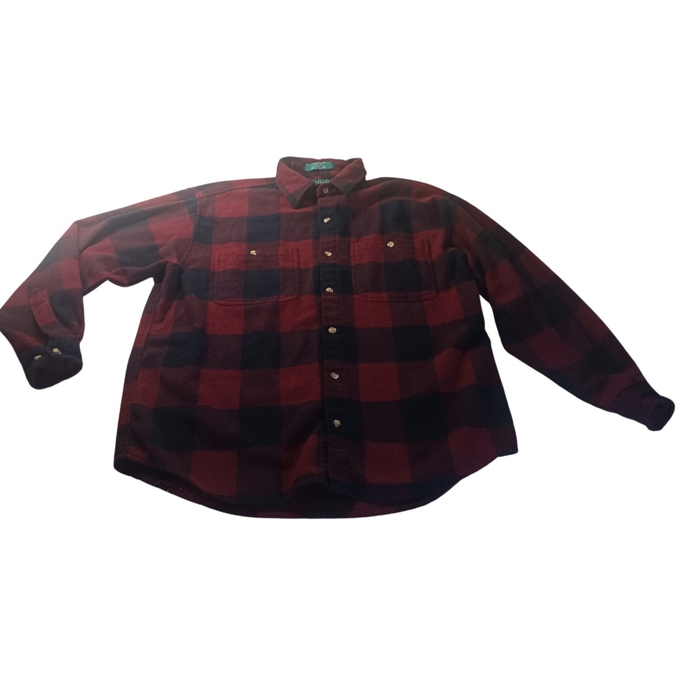 Claybrooke Outdoors‎ Buffalo Plaid Wool Blend Mens Large Red Black Flannel Shirt